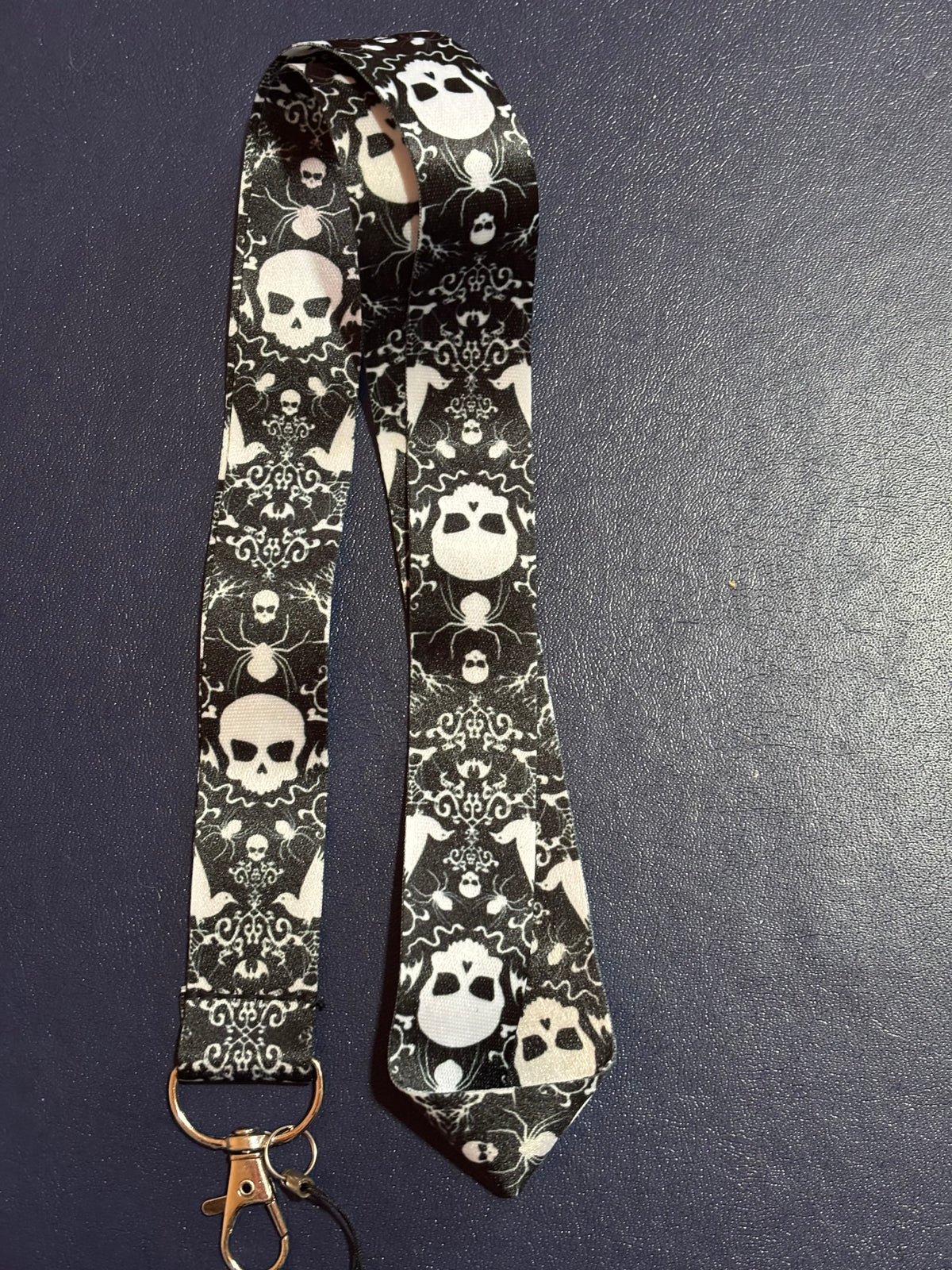 Skulls & Spiders Gothic Lanyard with Clip & Phone String