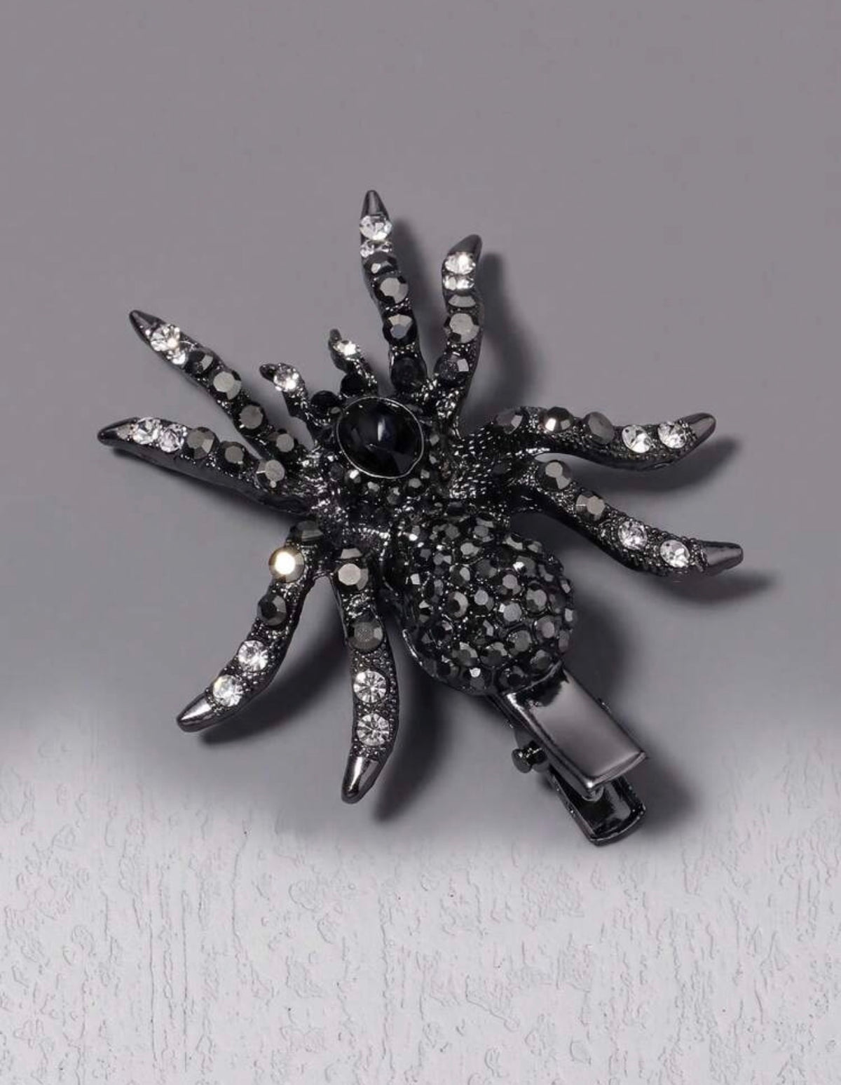 Black Crystal Gothic Spider Hair Clip
