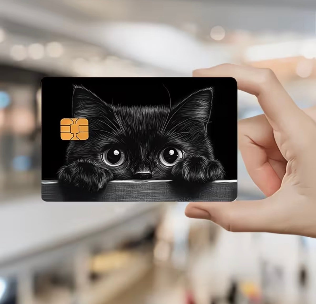 Peeking Black Cat Bank Card Skin