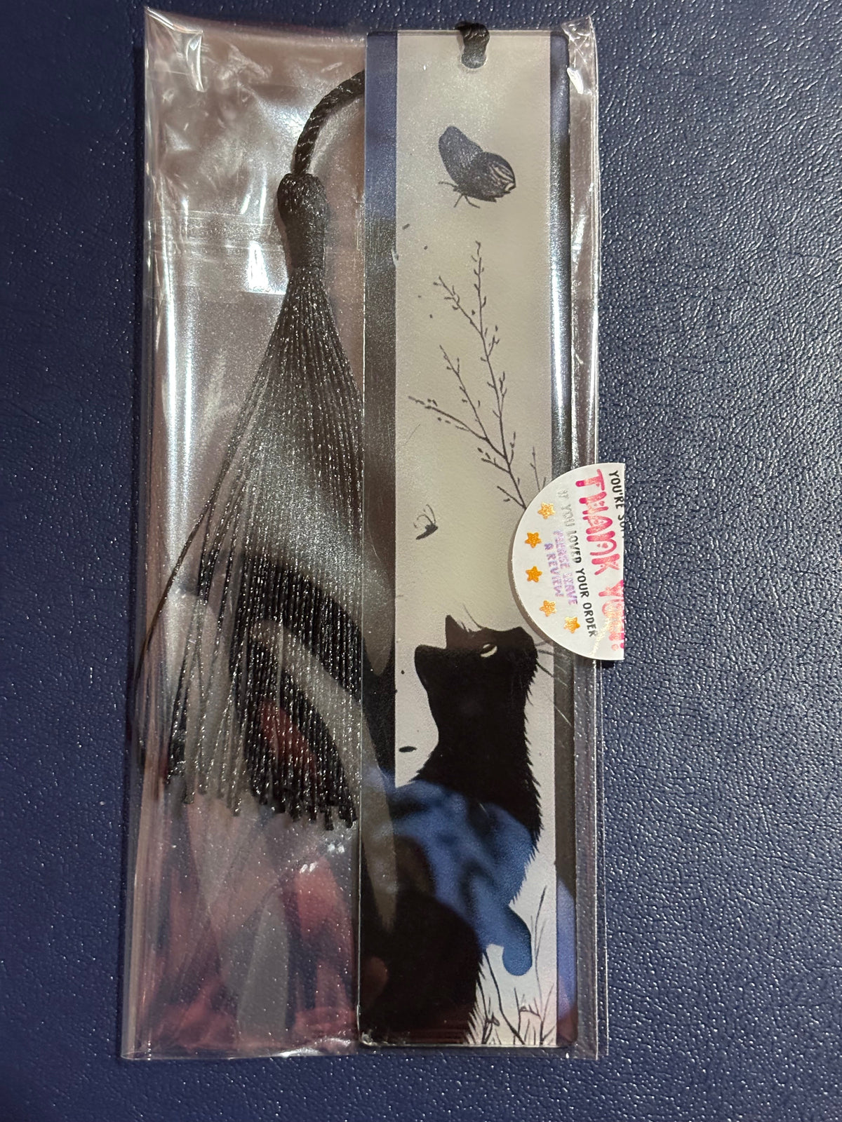 Cats & Feathers Acrylic Bookmark with Silk Tassel