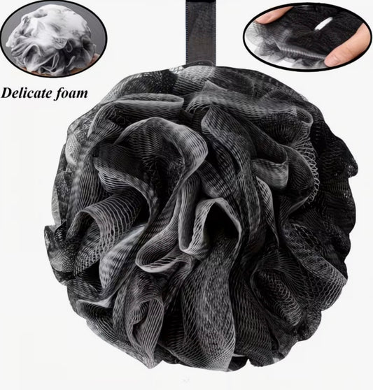 Black and Silver Exfoliating Bath Scrunchie