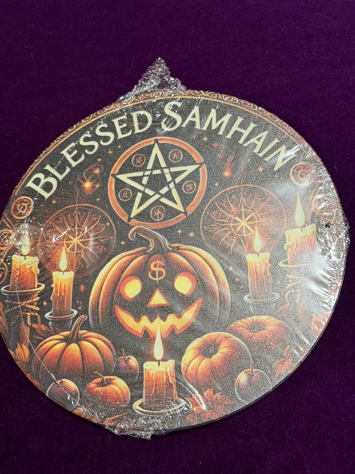 Blessed Samhain 8-Inch Round Metal Sign