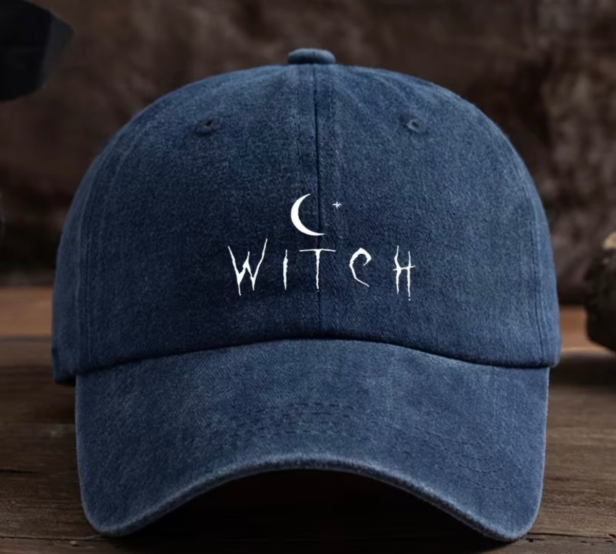 Navy Blue Witch Crescent Moon Unisex Adjustable Baseball Cap