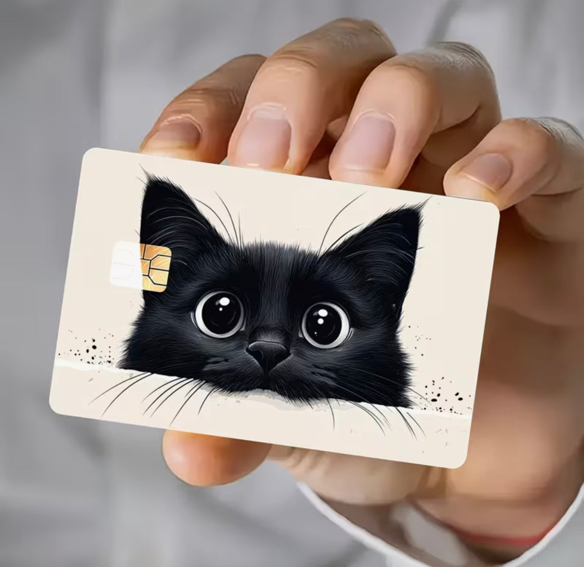 Peeking Black Cat Bank Card Skin