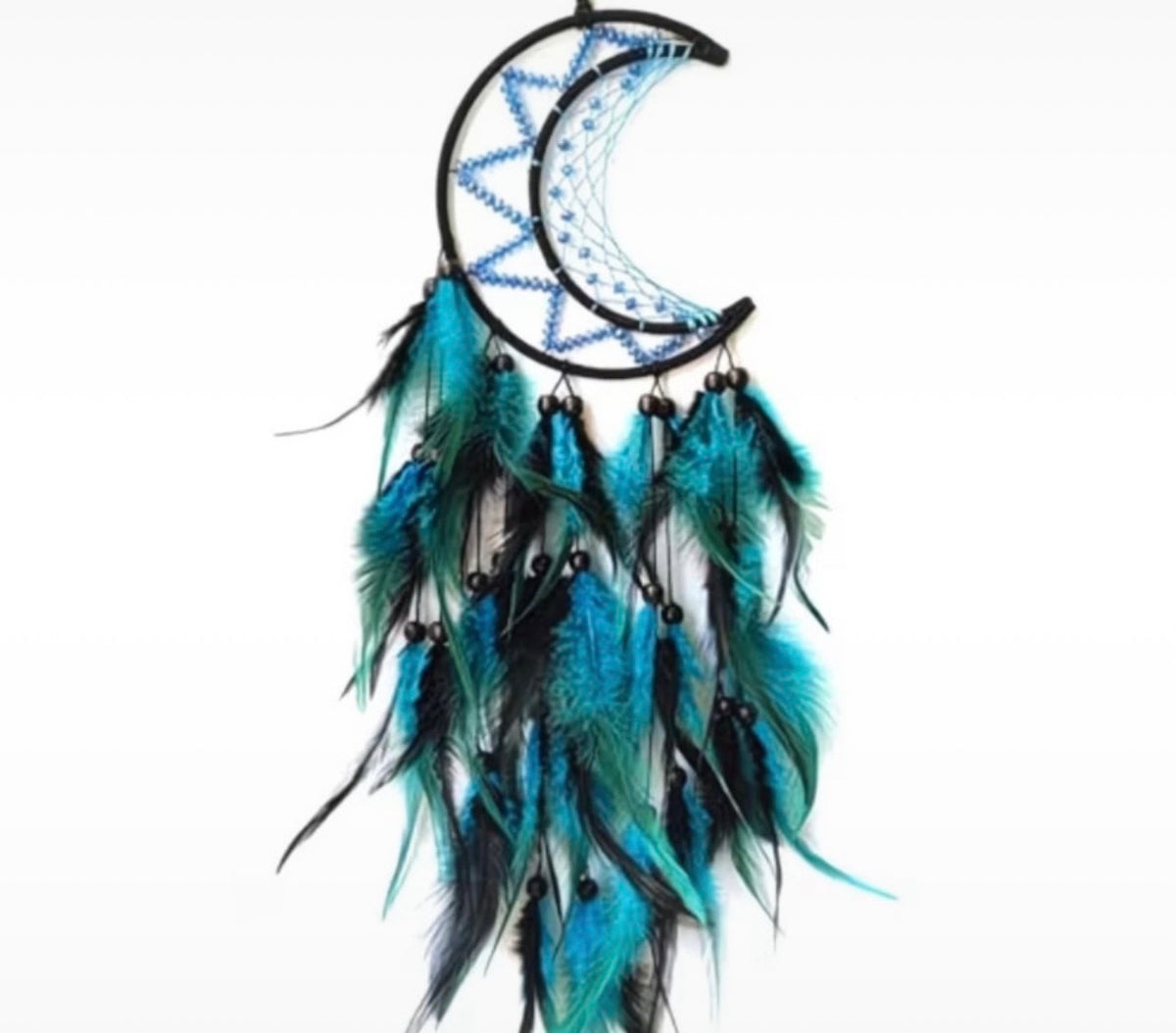 Crescent Moon Feather Dreamcatcher Wall Hanging