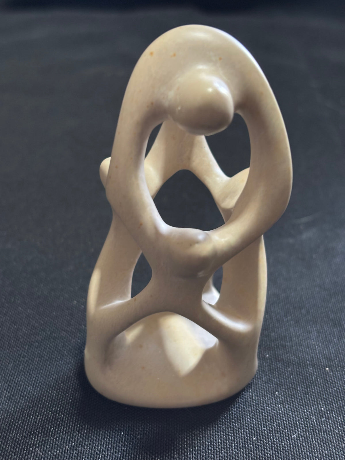 Small Vintage Carved Soapstone Family Sculpture