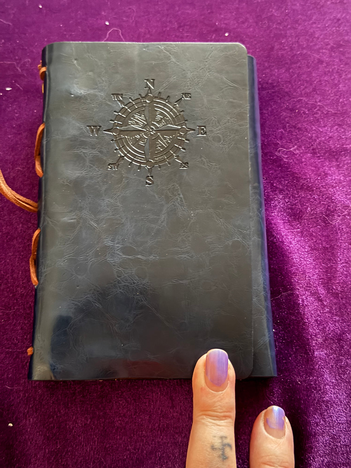 Blue Leather Compass Journal – Blank Kraft Pages