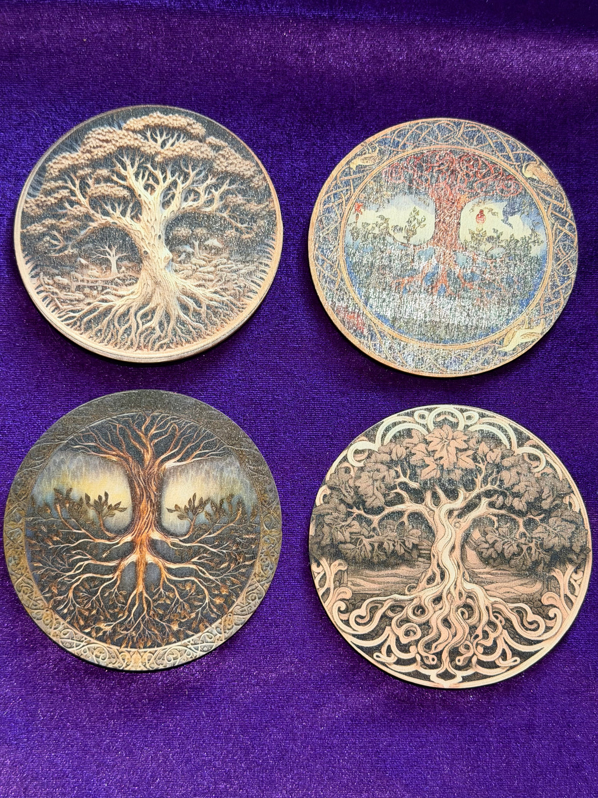 Tree of Life Wooden Coasters – Set of Four
