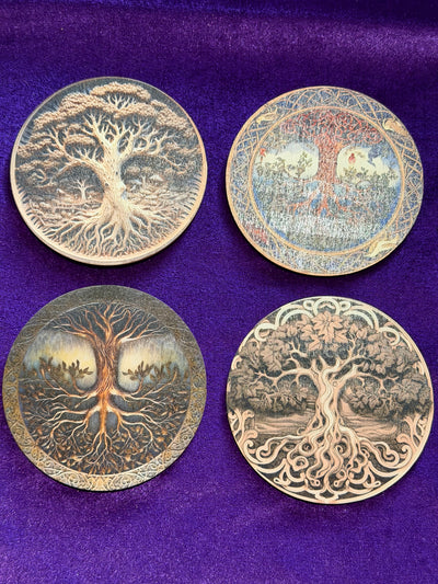 Tree of Life Wooden Coasters – Set of Four