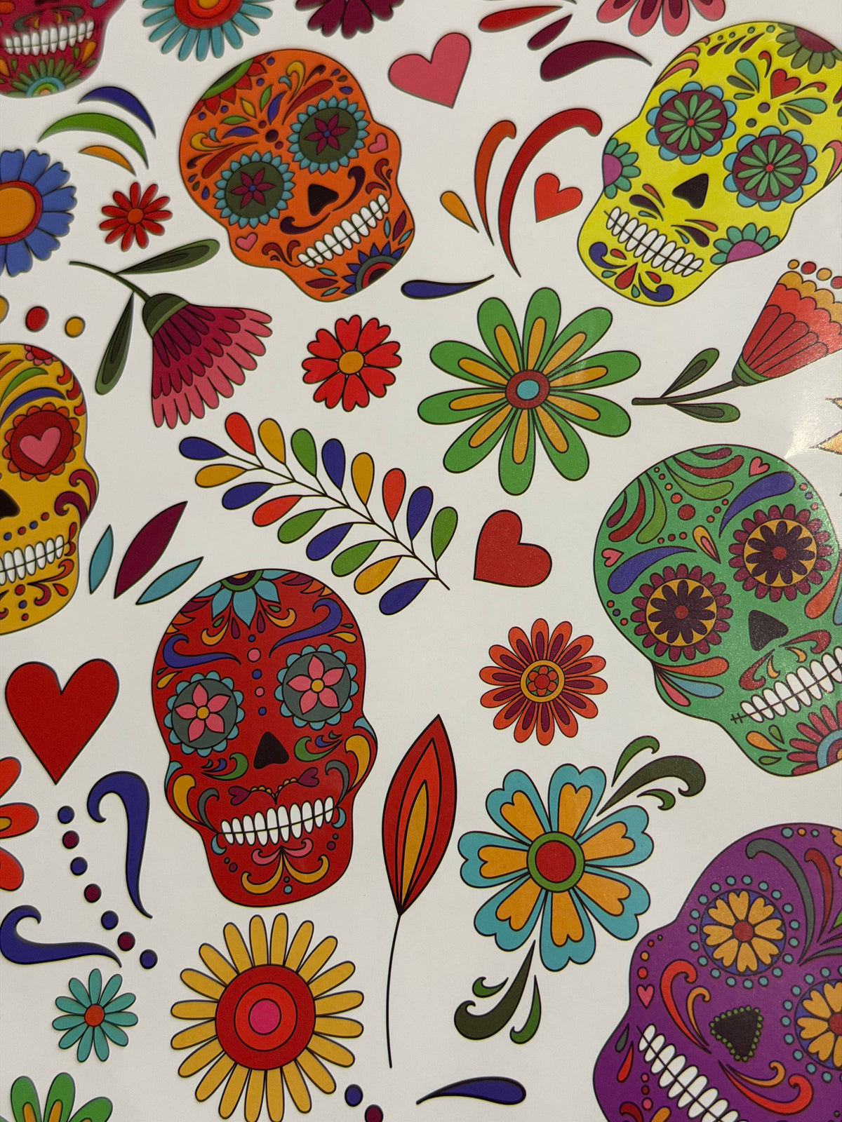 Rainbow Sugar Skulls – Premium Wrapping Paper, 2 Sheet Pack