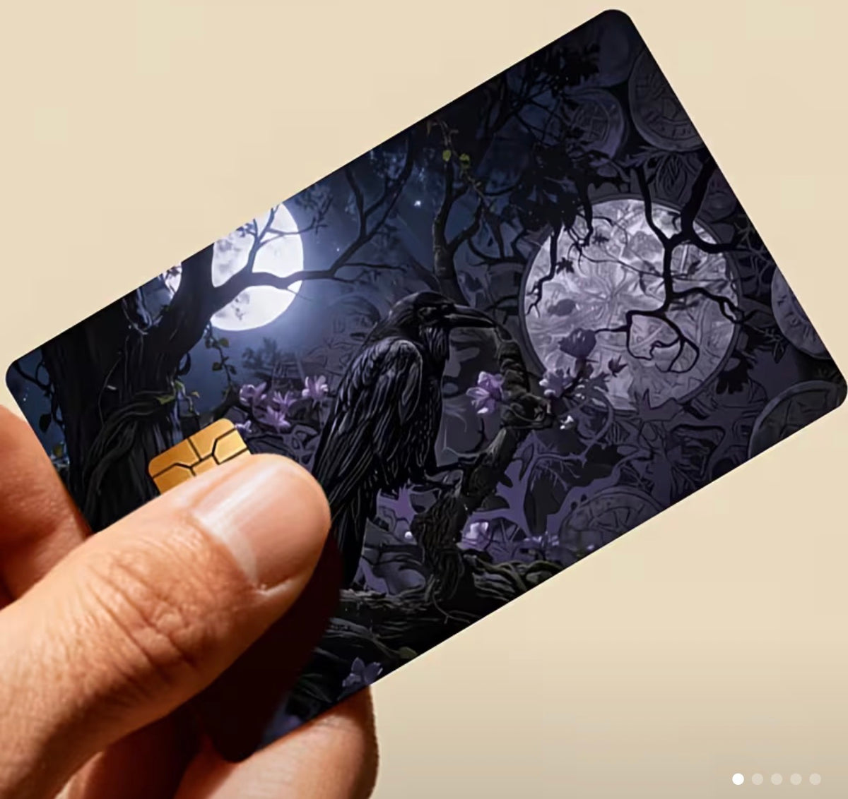 Raven & Purple Blooms Bank Card Skin