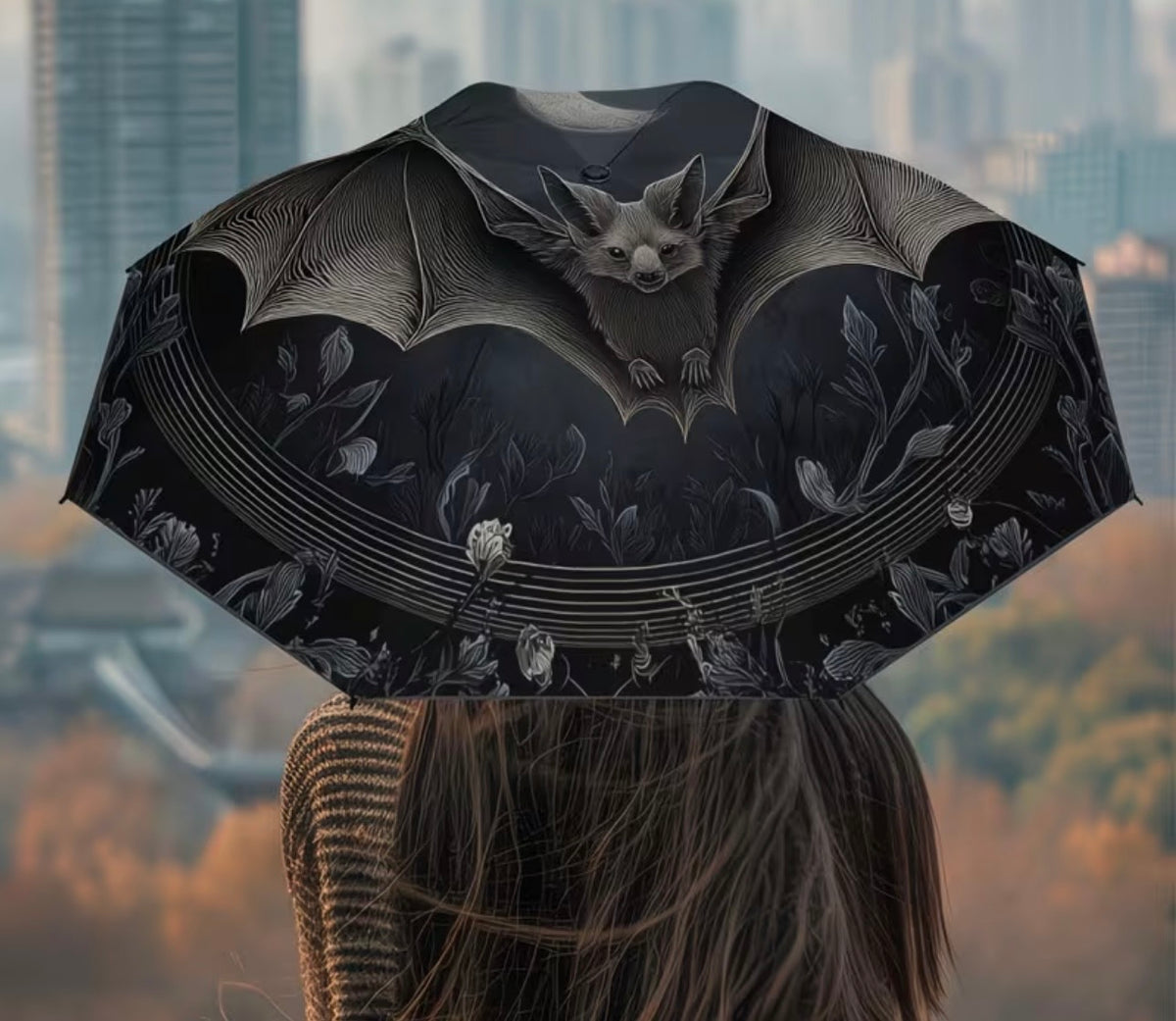 Crescent Moon Bat Automatic Umbrella